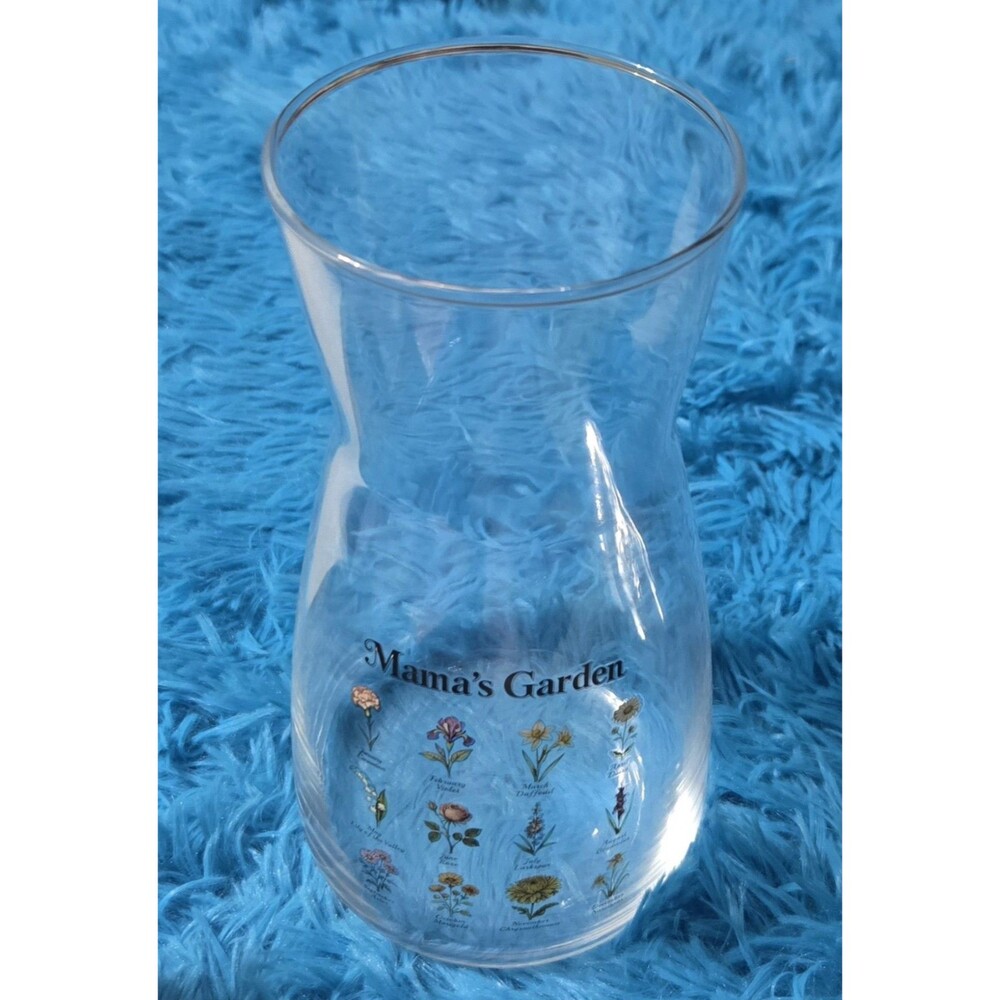 Mama's Garden Birth Month Flowers  Glass Vase 8" Floral Glass Vessel